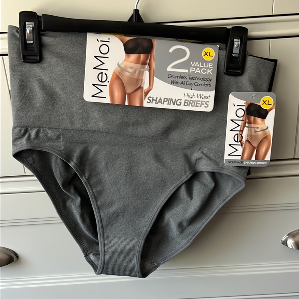 MeMoi Gray & Black High Waist Shaping Briefs